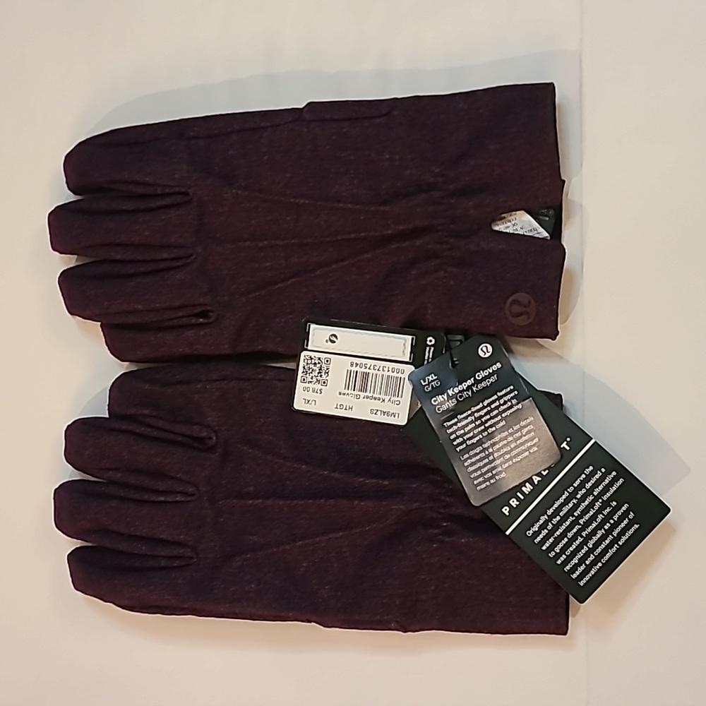 Lululemon City Keeper Gloves NWT L/XL Purple Black (HTGT) *Fleece Lined